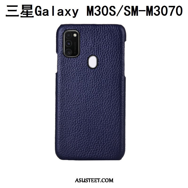 Samsung Galaxy M30s Kuoret Puhelimen Tila Aito Nahka Sininen Litsi