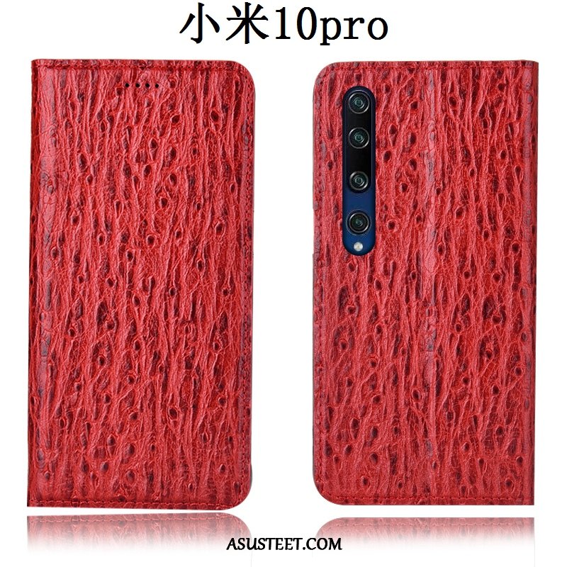 Xiaomi Mi 10 Pro Kuoret All Inclusive Nahkakotelo Punainen Kukkakuvio Suojaus