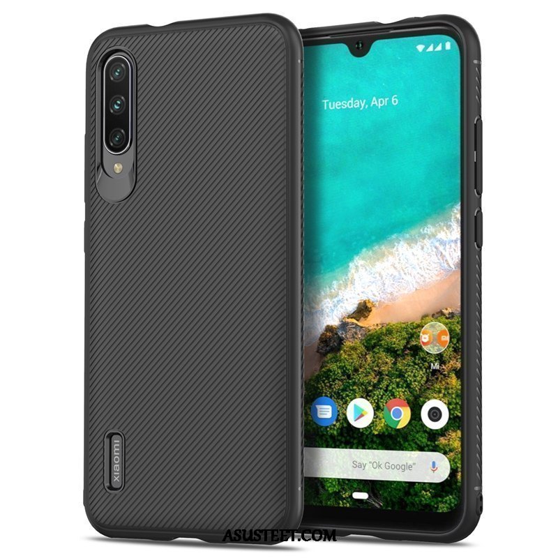 Xiaomi Mi A3 Kuori Kuoret Kiinteä Väri Musta Näytönsuojus Pehmeä Neste Silikoni