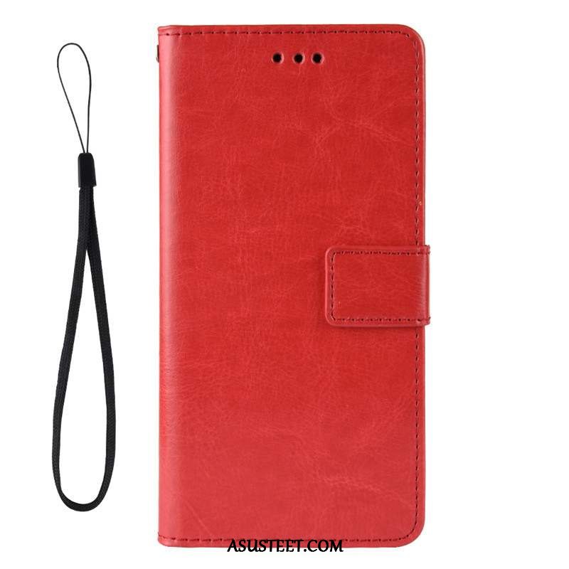 Xiaomi Mi Note 10 Lite Kuoret Kuori Kiinteä Väri Nahkakotelo Pieni Punainen