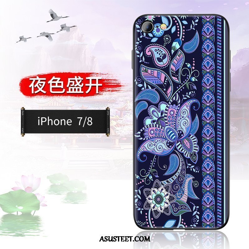 iPhone 8 Kuori Kuoret Kiinalainen Tyyli Sininen Persoonallisuus Murtumaton All Inclusive