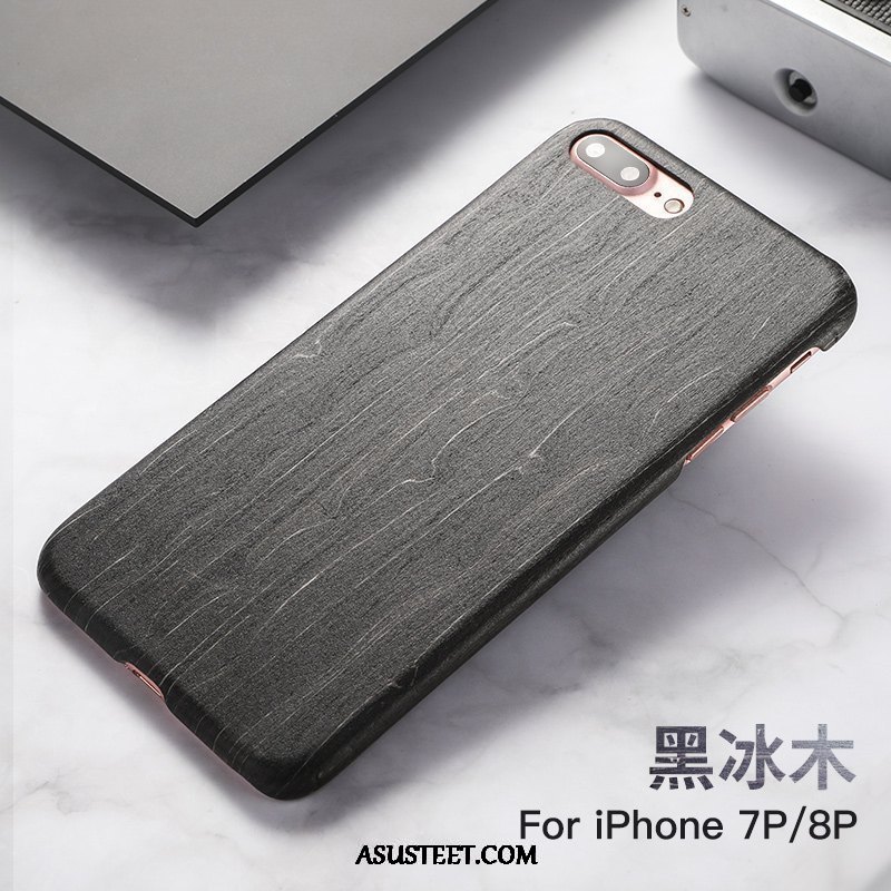 iPhone 8 Plus Kuori Kuoret Trendi Musta Massiivipuu Kiinalainen Tyyli Persoonallisuus